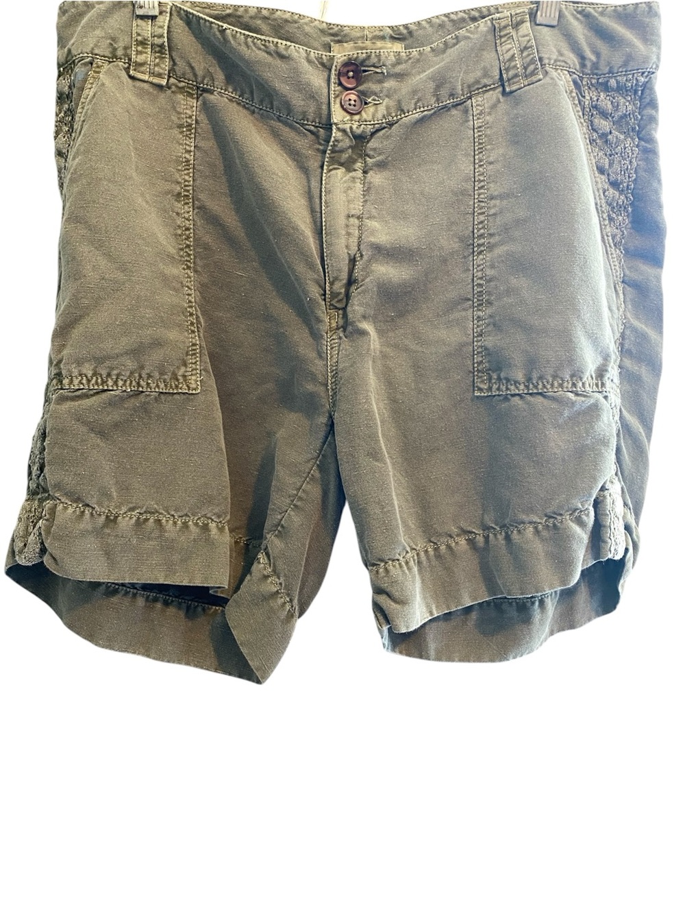 Sundance Linen Cotton Shorts Lace Embroidered